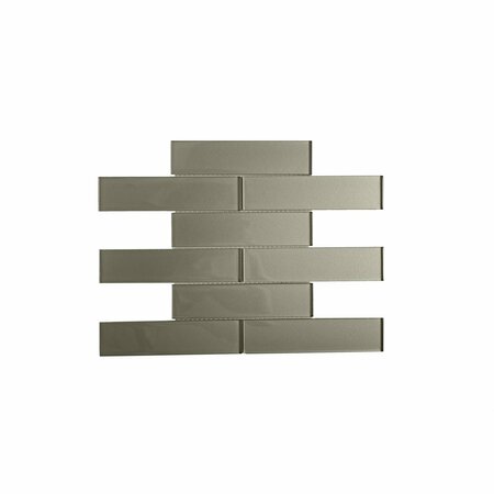 APOLLO TILE Fossil Gray 11.8 in x 11.8 in Glass Glossy Floor and Wall Mosaic Tile 4.83 sqft/case, 5PK APLC8803A